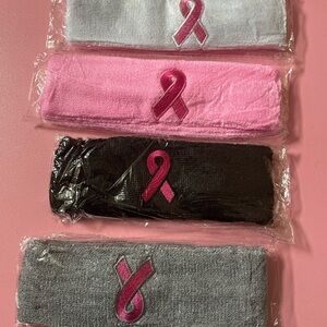 Pink Ribbon Headband Set - Gray, Pink, Black (4)